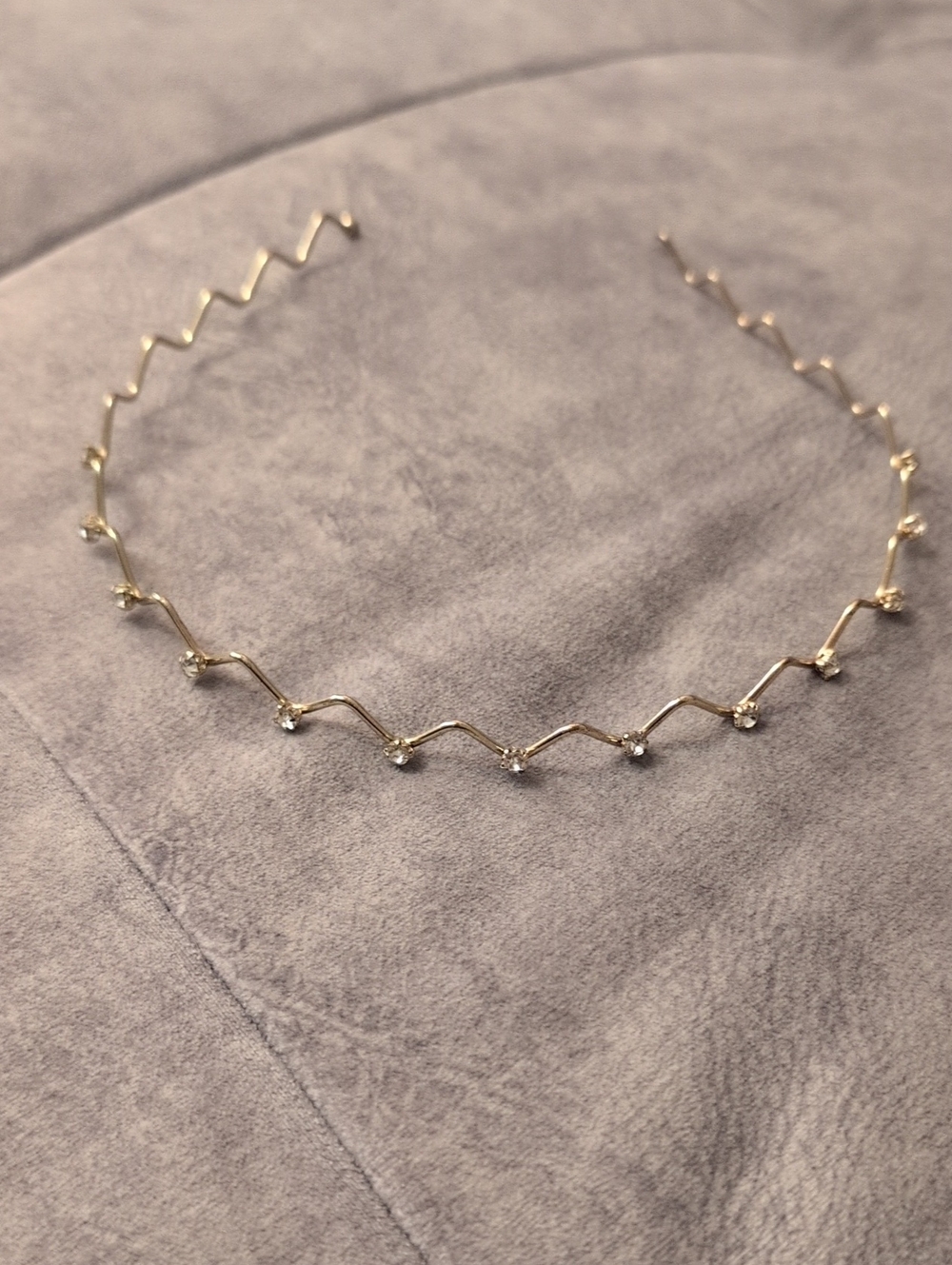 Delicate Gold Zigzag Crystal Headband Women Jewelry